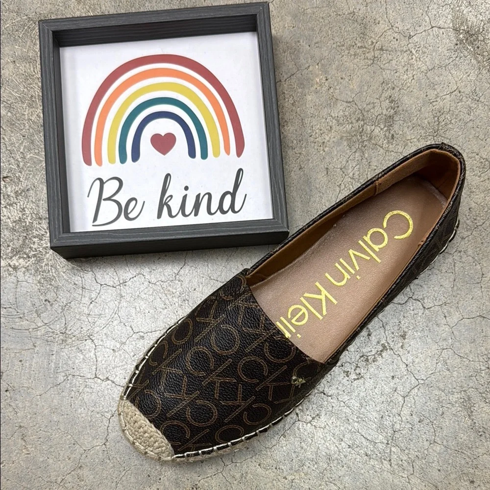 *Calvin Klein Brown Espadrille Slip-On Shoes